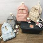 Set: Plaid Cotton Backpack + Rabbit Bag Charms