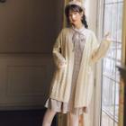 Cable-knit Open-front Cardigan Almond - One Size