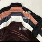 Long-sleeve Mock Neck Velvet T-shirt