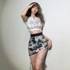 High Waist Tie-dye Mini Skirt