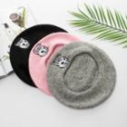 Embroidered Cat Beret Hat