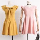 Ribbon-back Ruffled A-line Dress