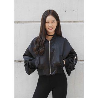 Text Embroidered Flight Jacket