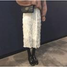Plain Fringed Pleated Skirt