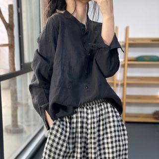 Stand Collar Shirt Black - One Size
