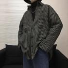 Pocketed Striped Long-sleeve Shirt