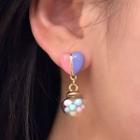 Heart Bead Glass Alloy Dangle Earring 1 Pair - Purple & Pink - One Size