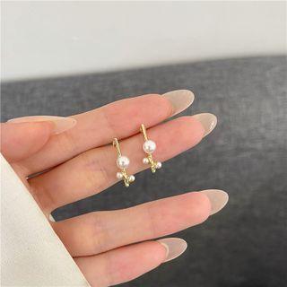 Faux Pearl Alloy Dangle Earring 1 Pr - White & Gold - One Size