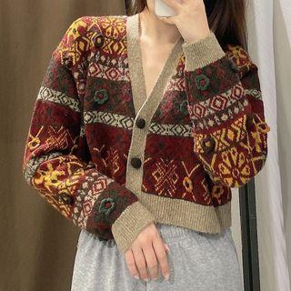 Jacquard Cropped Cardigan