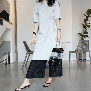 Twisted-detail Midi T-shirt Dress