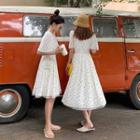Heart Short-sleeve A-line Dress / Midi Dress