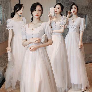 Floral Embroidered Midi A-line Mesh Dress (various Designs)