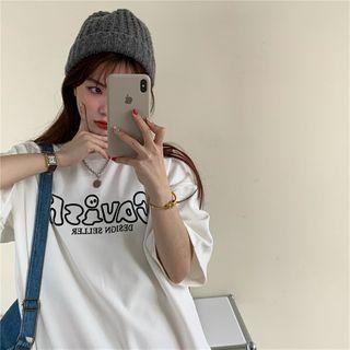 Letter Print Round-neck Short-sleeve Top