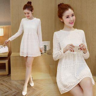 Plain Lace Long Sleeve Dress