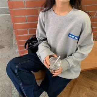 Long-sleeve Waffle Lettering Sweatshirt