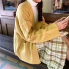 Plain Loose-fit Cardigan Yellow - One Size