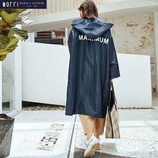 Loose-fit Printed Hooded Long Raincoat