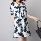 Flower Print Long-sleeve Dress