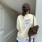 Long-sleeve Heart Cutout Plain Sweatshirt