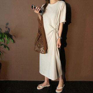 Knot-front Long T-shirt Dress