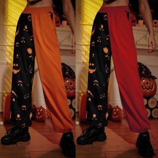 Halloween Pumpkin Print Pants