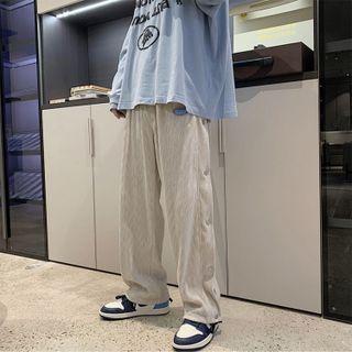 Corduroy Buttoned-side Wide-leg Pants