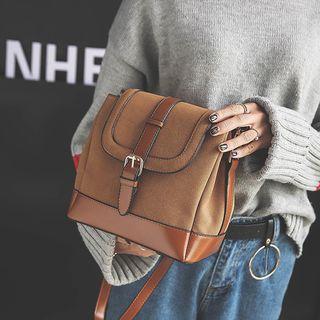 Belted Faux Suede Crossbody Bag