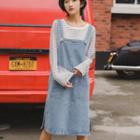 Slit-side Denim Jumper Dress