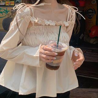 Set: Spaghetti Strap Top + Jacket Almond - One Size