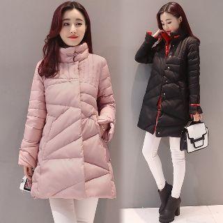 Stand-collar Buttoned Down Coat