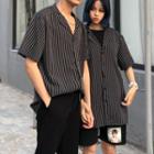 Couple Matching Striped Short-sleeve Shirt