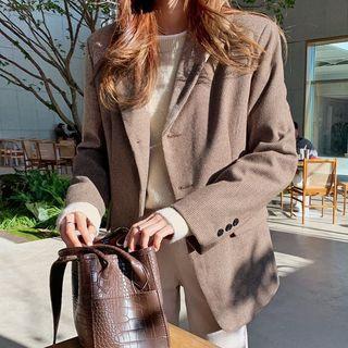 Single-breasted Checked Longline Blazer