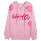 Long Sleeve Lettering Loose-fit Zip-up Hoodie