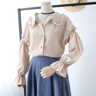 Frill Trim Plain Chiffon Shirt