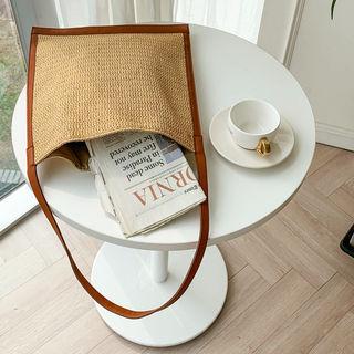 Piped Square Straw Bag