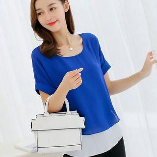Layered Short-sleeved Chiffon Top