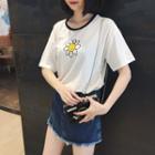 Short-sleeve Sunflower Print T-shirt