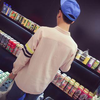 Stand-collar Stripe Long-sleeve T-shirt