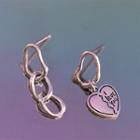 Heart Chunky Chain Asymmetrical Alloy Dangle Earring