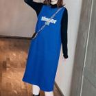 Set: Long-sleeve T-shirt + Sleeveless Letter Printed T-shirt Dress