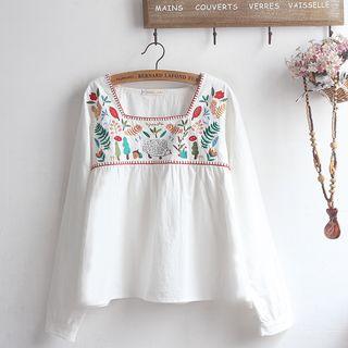 Square Neck Embroidered Blouse