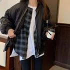 Mock Two-piece Zip-up Jacket Black - One Size