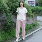 Set: Short-sleeve Asymmetric T-shirt + Harem Pants