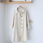 Floral Long-sleeve Midi A-line Dress / Trench Coat