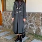 Long-sleeve Toggle Long Woolen Coat