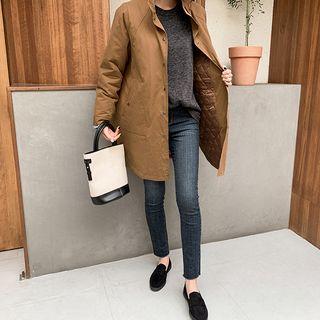 Stand-collar Round-hem Parka
