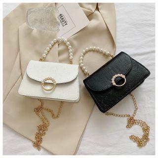 Pearl Chain Embossing Crossbody Bag
