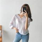 Wrap-front Sheer Blouse