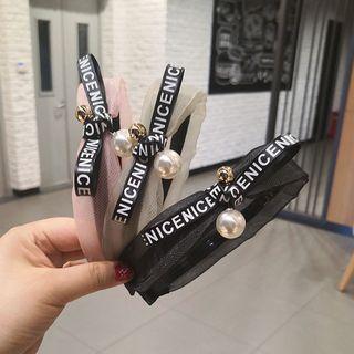 Faux Pearl Lettering Bow Headband