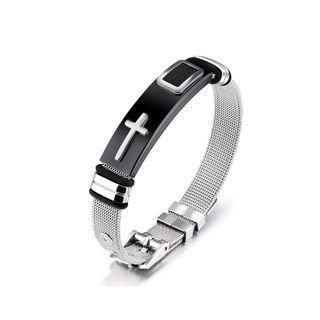 Fashion Classic Cross Black Geometric 316l Stainless Steel Bracelet Silver - One Size